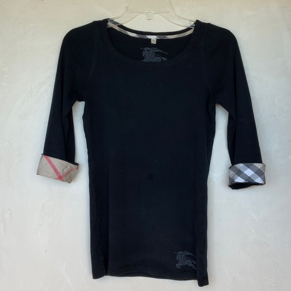 Burberry Black Logo 3/4 sleeve Tee